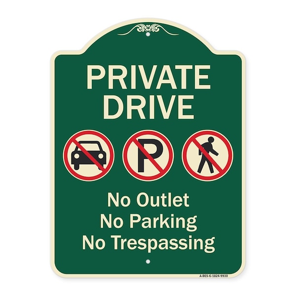 Designer Series-Private Drive No Outlet No Parking And No Trespassing, 24" x 18", G-1824-9930